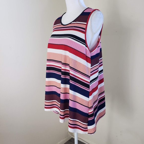 FYVE Scooped Neck Striped Sleeveless Tank Top Multicolor Size Large - Picture 7 of 10